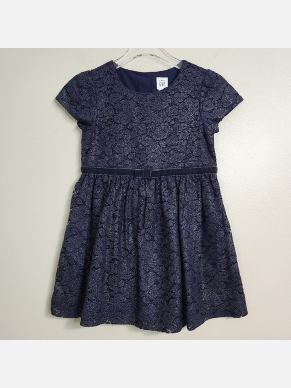 GAP Kids Navy Metallic Lace Overlay Dress, Size 3 ~ NWT